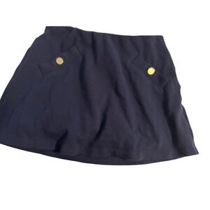 Lilly Pulitzer Navy Skort Gold Button Detail Textured Mini XS Womens